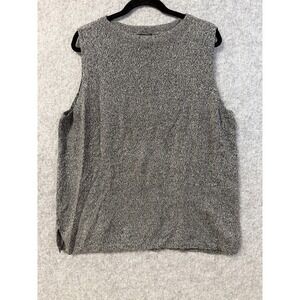 Talbots Sleeveless Dark Heathered Grey Knit LIghtweight Sweater Women's Size 2X